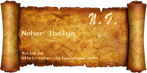 Neher Ibolya névjegykártya